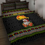 African Safari Black Santa Christmas Quilt Bed Set Ugly Pattern Sunset Baobab Tree Africa Map