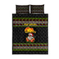 African Safari Black Santa Christmas Quilt Bed Set Ugly Pattern Sunset Baobab Tree Africa Map