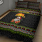 African Safari Black Santa Christmas Quilt Bed Set Ugly Pattern Sunset Baobab Tree Africa Map