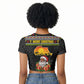 African Safari Black Santa Christmas Raglan Cropped T shirt Ugly Pattern Sunset Baobab Tree Africa Map