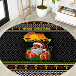 African Safari Black Santa Christmas Round Carpet Ugly Pattern Sunset Baobab Tree Africa Map