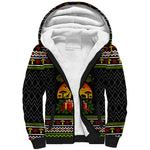 African Safari Black Santa Christmas Sherpa Hoodie Ugly Pattern Sunset Baobab Tree Africa Map