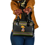 African Safari Black Santa Christmas Shoulder Handbag Ugly Pattern Sunset Baobab Tree Africa Map