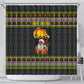 African Safari Black Santa Christmas Shower Curtain Ugly Pattern Sunset Baobab Tree Africa Map
