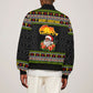 African Safari Black Santa Christmas Sleeve Zip Bomber Jacket Ugly Pattern Sunset Baobab Tree Africa Map