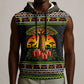 African Safari Black Santa Christmas Sleeveless Hoodie Ugly Pattern Sunset Baobab Tree Africa Map