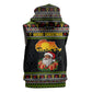 African Safari Black Santa Christmas Sleeveless Zip Hoodie Ugly Pattern Sunset Baobab Tree Africa Map