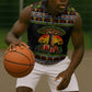 African Safari Black Santa Christmas Sleeveless Zip Hoodie Ugly Pattern Sunset Baobab Tree Africa Map