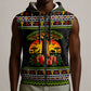 African Safari Black Santa Christmas Sleeveless Zip Hoodie Ugly Pattern Sunset Baobab Tree Africa Map