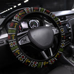 African Safari Black Santa Christmas Steering Wheel Cover Ugly Pattern Sunset Baobab Tree Africa Map