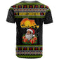 African Safari Black Santa Christmas T shirt Ugly Pattern Sunset Baobab Tree Africa Map