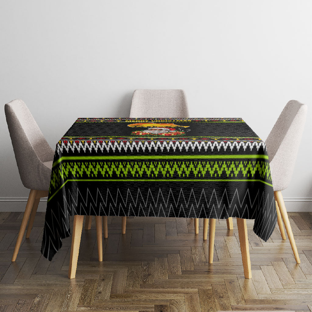 African Safari Black Santa Christmas Tablecloth Ugly Pattern Sunset Baobab Tree Africa Map