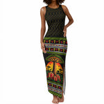 African Safari Black Santa Christmas Tank Maxi Dress Ugly Pattern Sunset Baobab Tree Africa Map