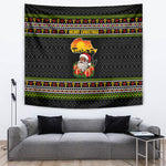 African Safari Black Santa Christmas Tapestry Ugly Pattern Sunset Baobab Tree Africa Map