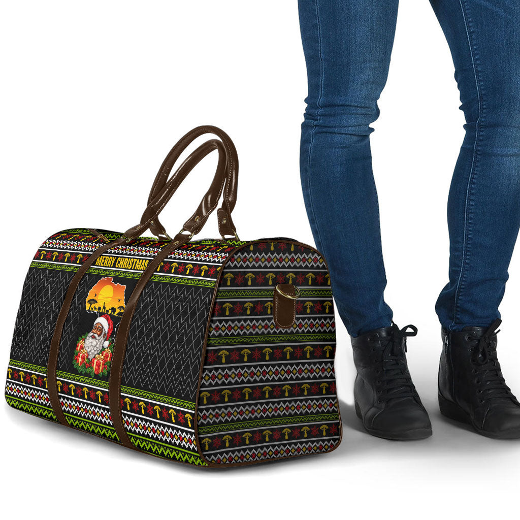 African Safari Black Santa Christmas Travel Bag Ugly Pattern Sunset Baobab Tree Africa Map