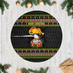 African Safari Black Santa Christmas Tree Skirt Ugly Pattern Sunset Baobab Tree Africa Map