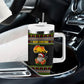 African Safari Black Santa Christmas Tumbler With Handle Ugly Pattern Sunset Baobab Tree Africa Map