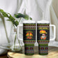African Safari Black Santa Christmas Tumbler With Handle Ugly Pattern Sunset Baobab Tree Africa Map