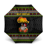 African Safari Black Santa Christmas Umbrella Ugly Pattern Sunset Baobab Tree Africa Map