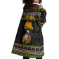 African Safari Black Santa Christmas Wearable Blanket Hoodie Ugly Pattern Sunset Baobab Tree Africa Map