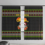 African Safari Black Santa Christmas Window Curtain Ugly Pattern Sunset Baobab Tree Africa Map