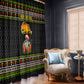 African Safari Black Santa Christmas Window Curtain Ugly Pattern Sunset Baobab Tree Africa Map