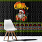 African Safari Black Santa Christmas Window Curtain Ugly Pattern Sunset Baobab Tree Africa Map