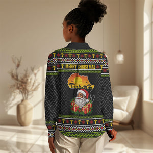 African Safari Black Santa Christmas Women Casual Shirt Ugly Pattern Sunset Baobab Tree Africa Map