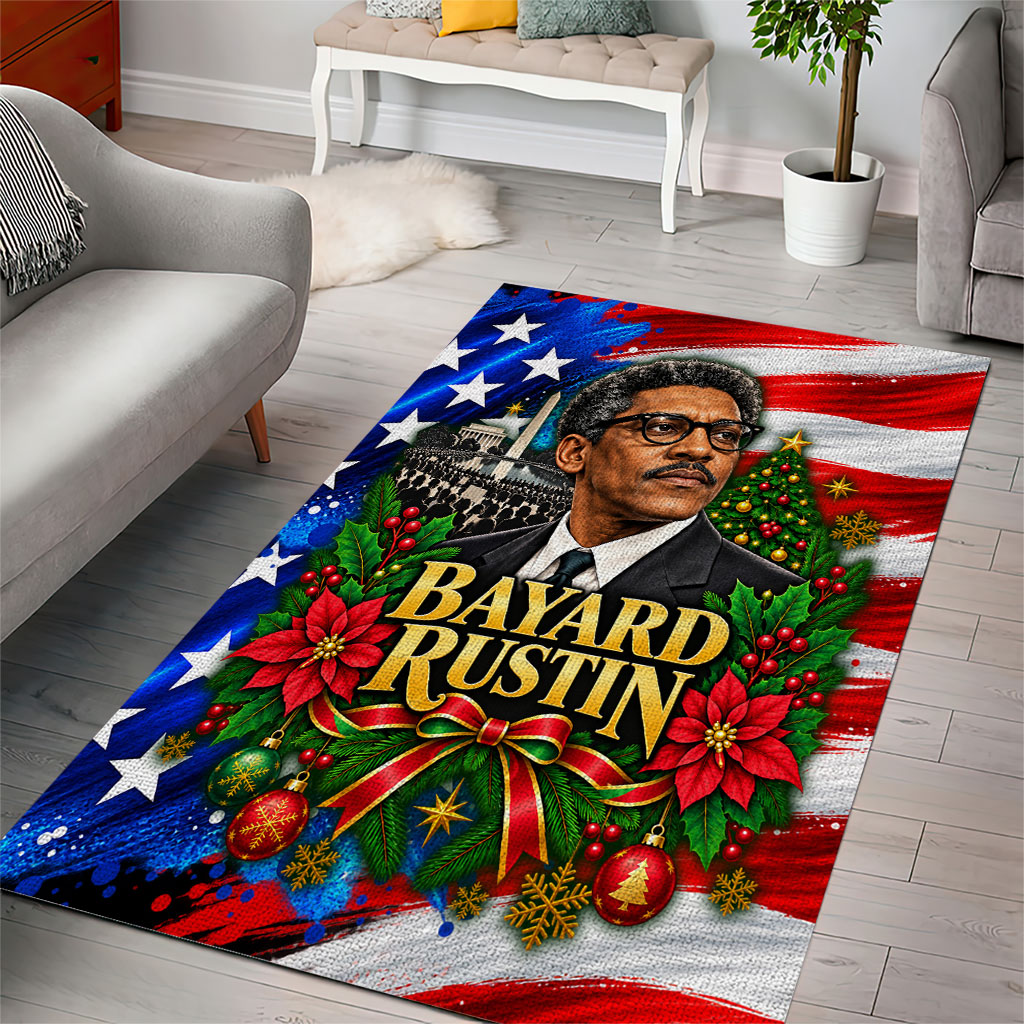 Bayard Rustin American Flag Christmas Area Rug Civil Rights Leader March On Washington Holiday
