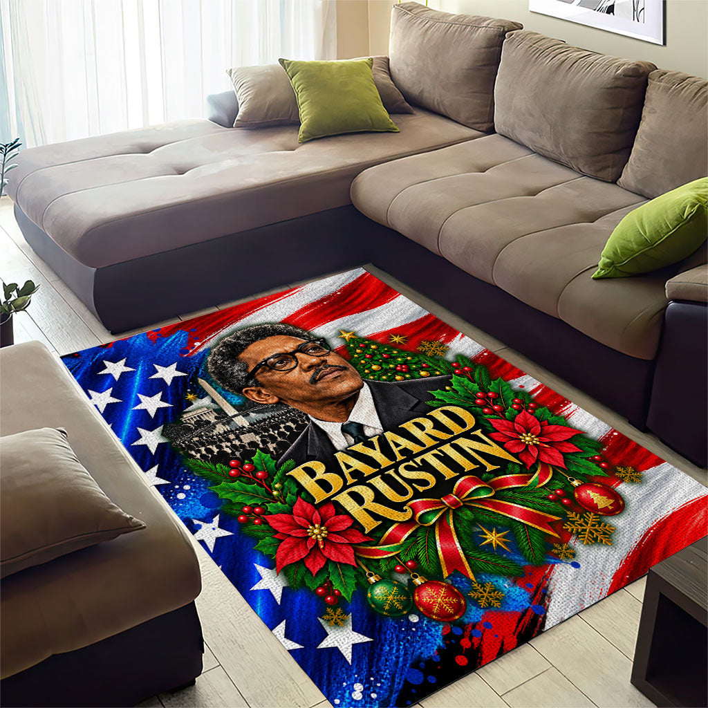 Bayard Rustin American Flag Christmas Area Rug Civil Rights Leader March On Washington Holiday