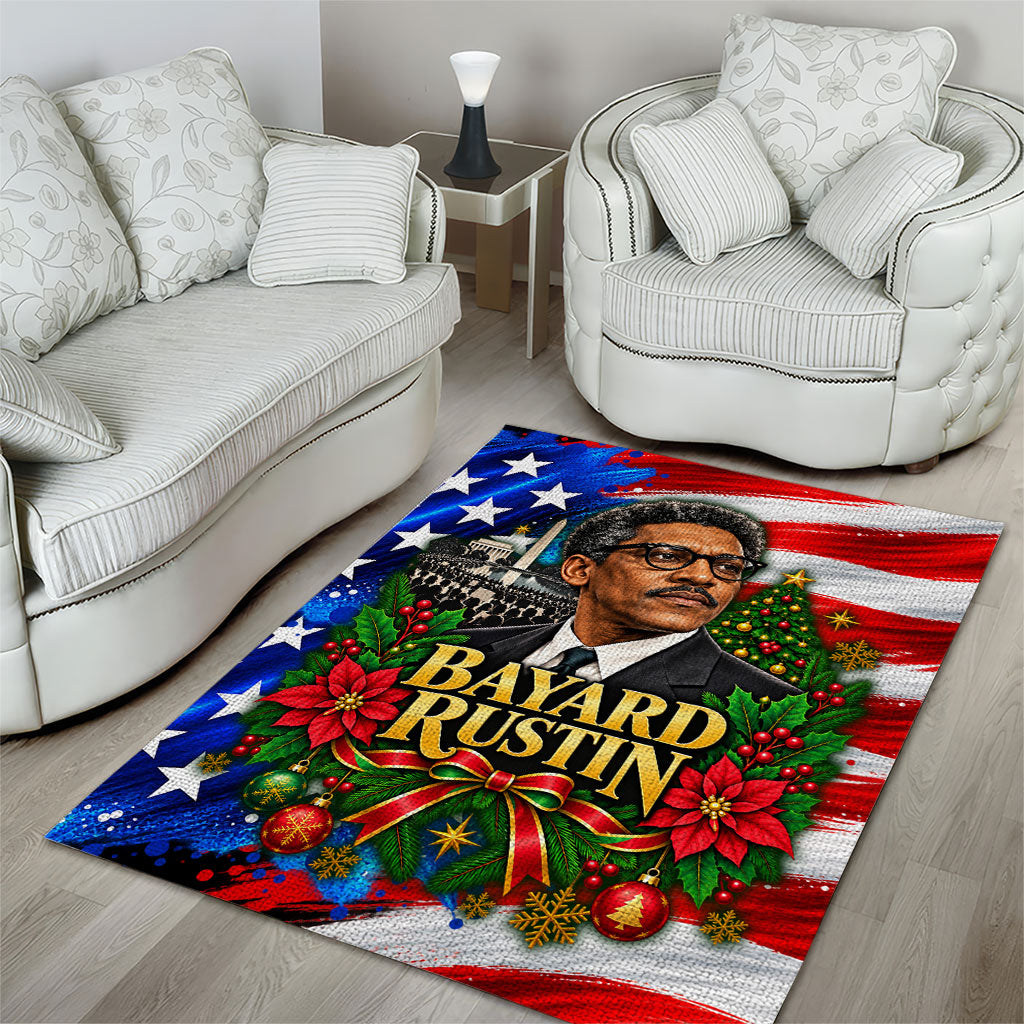 Bayard Rustin American Flag Christmas Area Rug Civil Rights Leader March On Washington Holiday