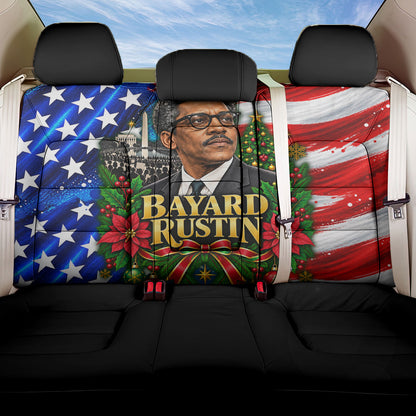 Bayard Rustin American Flag Christmas Back Car Seat Cover Civil Rights Leader March On Washington Holiday