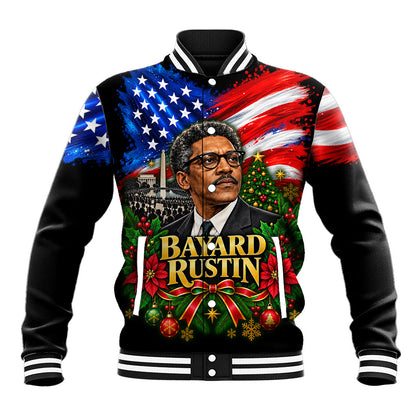 Bayard Rustin American Flag Christmas Baseball Jacket Civil Rights Leader March On Washington Holiday