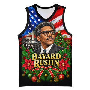 Bayard Rustin American Flag Christmas Basketball Jersey Civil Rights Leader March On Washington Holiday