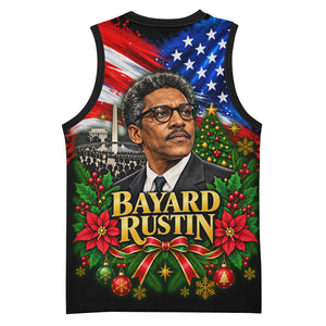 Bayard Rustin American Flag Christmas Basketball Jersey Civil Rights Leader March On Washington Holiday