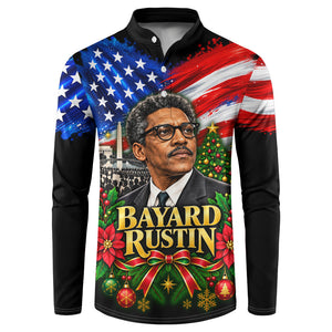 Bayard Rustin American Flag Christmas Button Sweatshirt Civil Rights Leader March On Washington Holiday