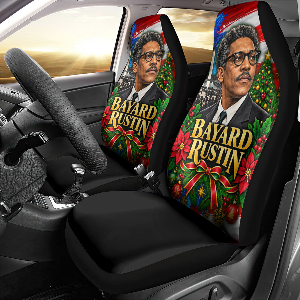Bayard Rustin American Flag Christmas Car Seat Cover Civil Rights Leader March On Washington Holiday