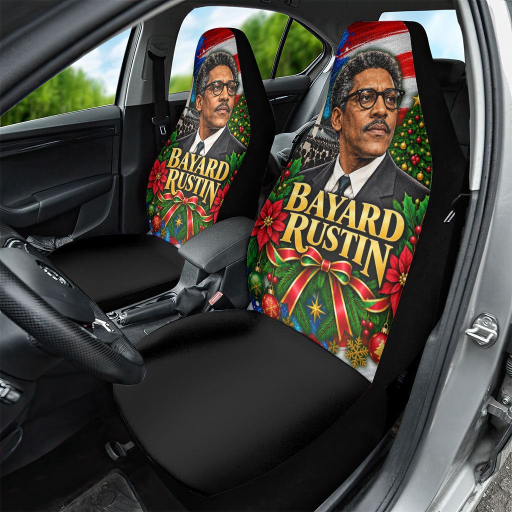 Bayard Rustin American Flag Christmas Car Seat Cover Civil Rights Leader March On Washington Holiday