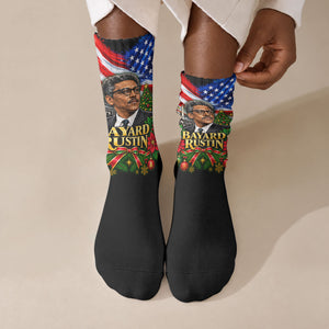 Bayard Rustin American Flag Christmas Crew Socks Civil Rights Leader March On Washington Holiday