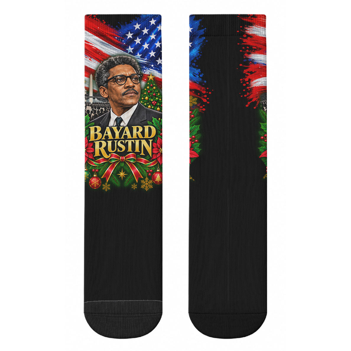 Bayard Rustin American Flag Christmas Crew Socks Civil Rights Leader March On Washington Holiday