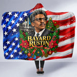 Bayard Rustin American Flag Christmas Hooded Blanket Civil Rights Leader March On Washington Holiday
