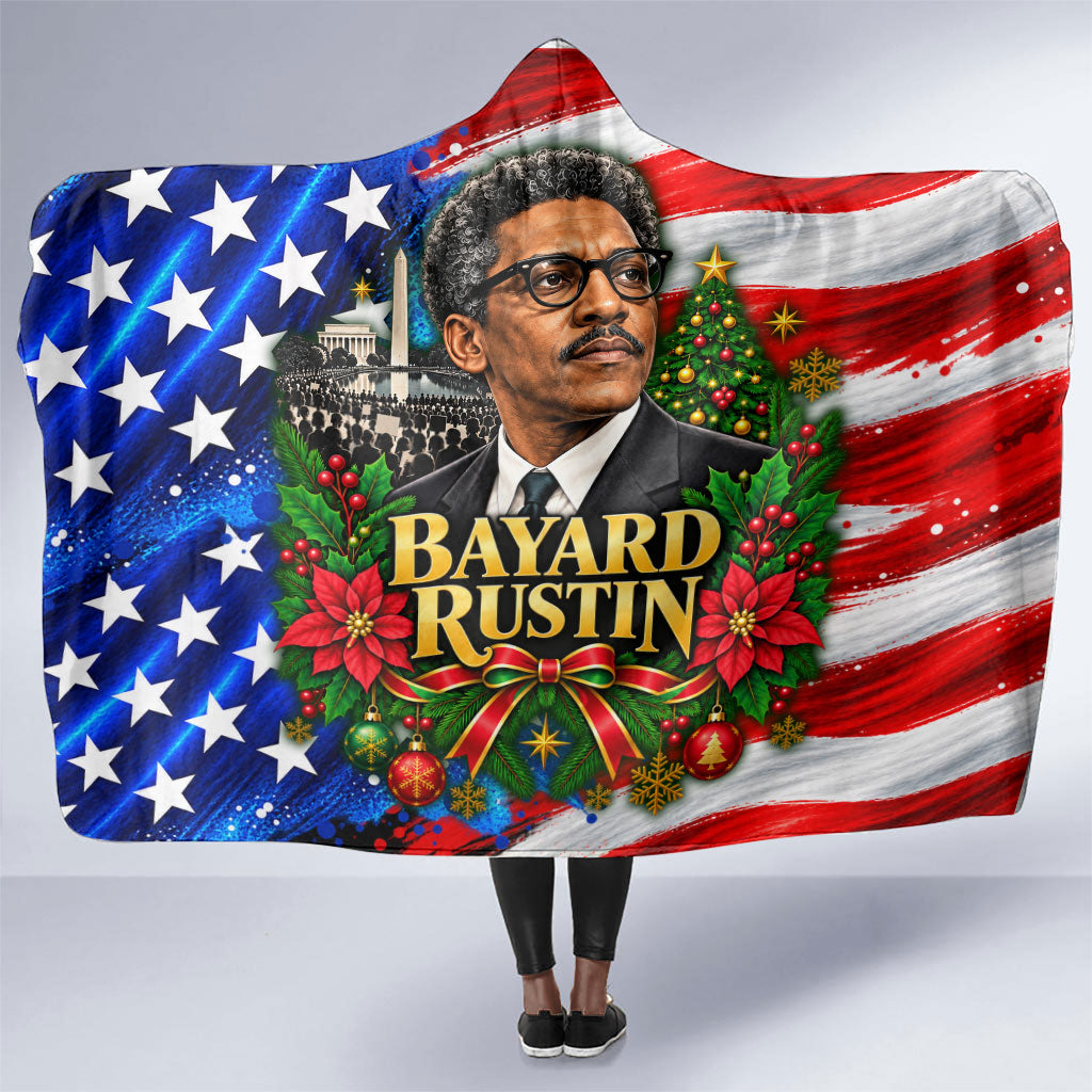 Bayard Rustin American Flag Christmas Hooded Blanket Civil Rights Leader March On Washington Holiday