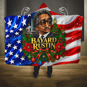 Bayard Rustin American Flag Christmas Hooded Blanket Civil Rights Leader March On Washington Holiday