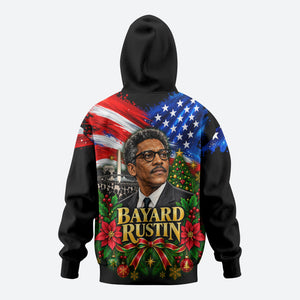 Bayard Rustin American Flag Christmas Hoodie Civil Rights Leader March On Washington Holiday