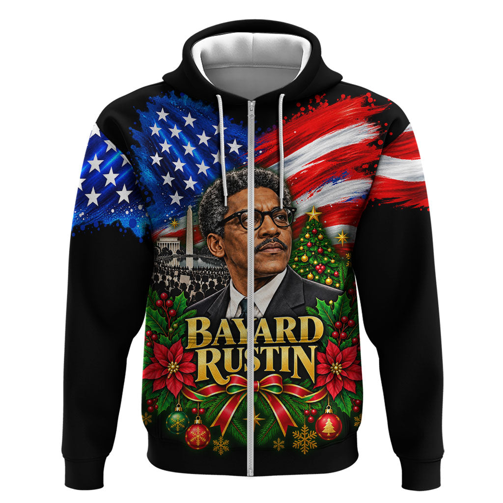 Bayard Rustin American Flag Christmas Hoodie Civil Rights Leader March On Washington Holiday