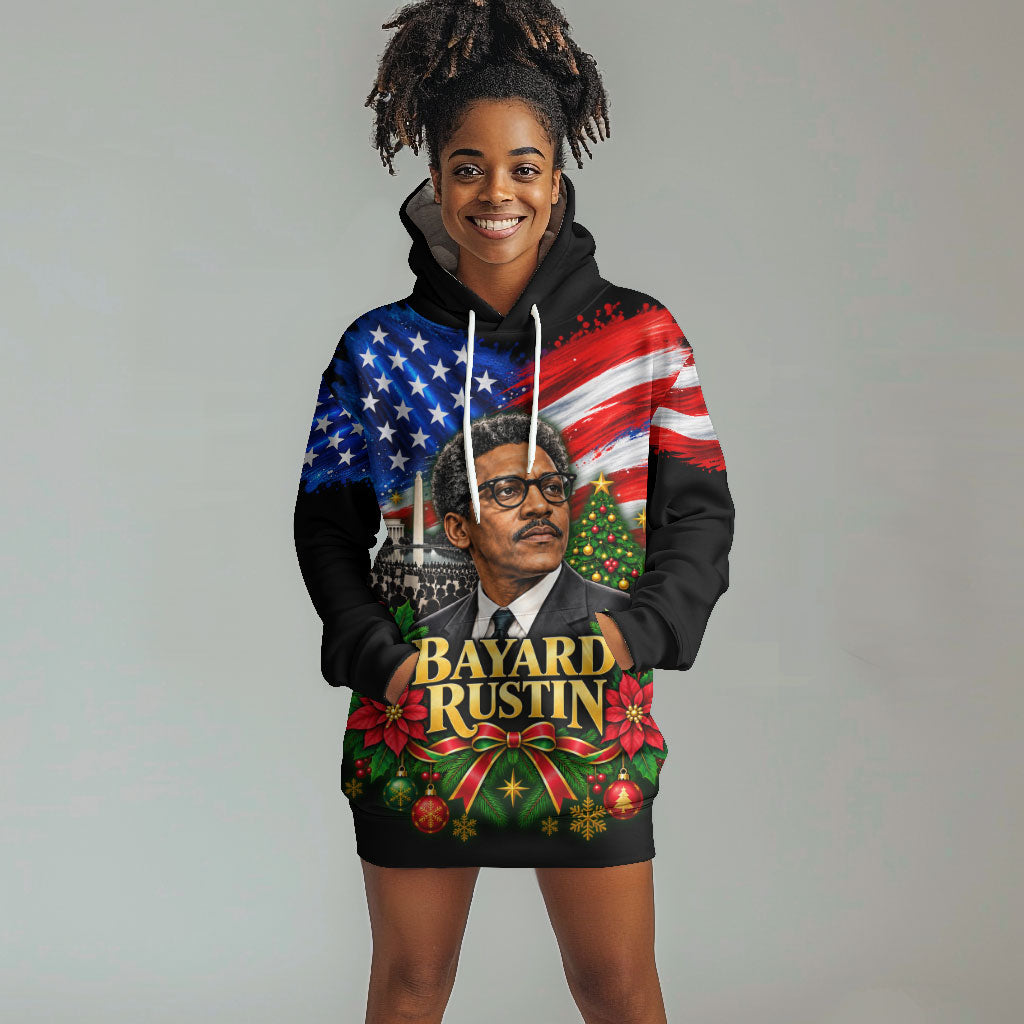 Bayard Rustin American Flag Christmas Hoodie Dress Civil Rights Leader March On Washington Holiday
