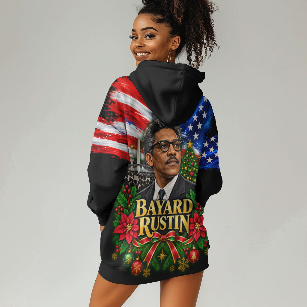 Bayard Rustin American Flag Christmas Hoodie Dress Civil Rights Leader March On Washington Holiday