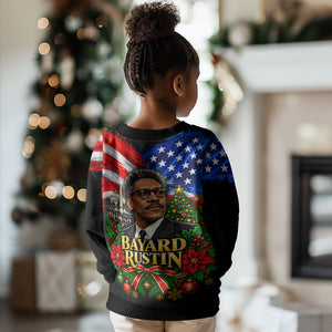 Bayard Rustin American Flag Christmas Kid Ugly Christmas Sweater Civil Rights Leader March On Washington Holiday