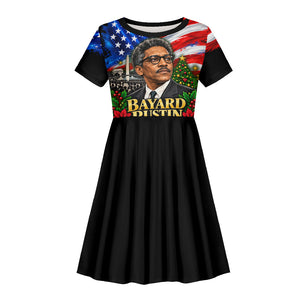 Bayard Rustin American Flag Christmas Kid Short Sleeve Dress Civil Rights Leader March On Washington Holiday
