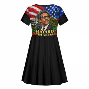 Bayard Rustin American Flag Christmas Kid Short Sleeve Dress Civil Rights Leader March On Washington Holiday